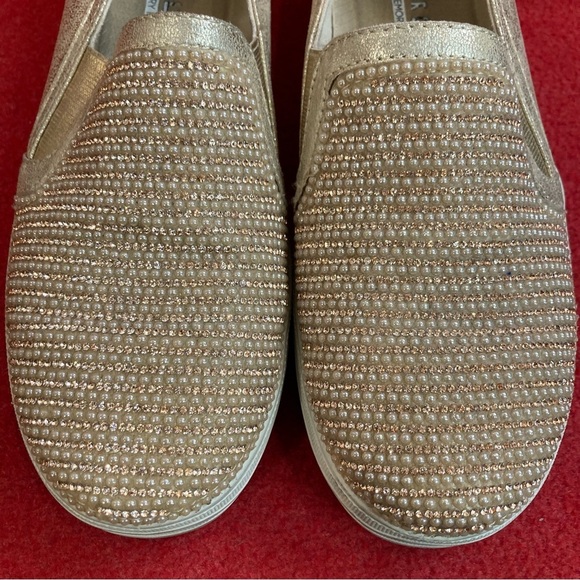 SKECHERS Sz 8 Rise Gold Pearls  Slip On White Rubber Sole SN801 Loafers Shoes - Picture 11 of 11